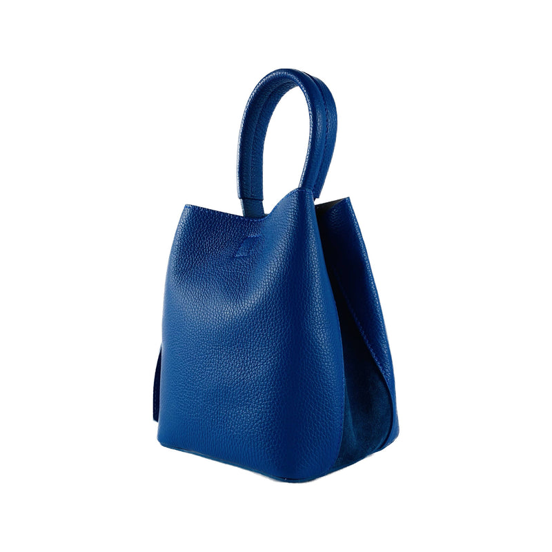Kaili mood / RENATO BORZATTA - Italy since 1978 - - Royal Blue Genuine Leather Bucket with Clutch and Shoulder Strap