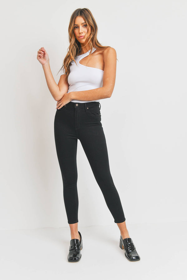 JUST BLACK DENIM - BLK - High Rise Basic Crop Skinny