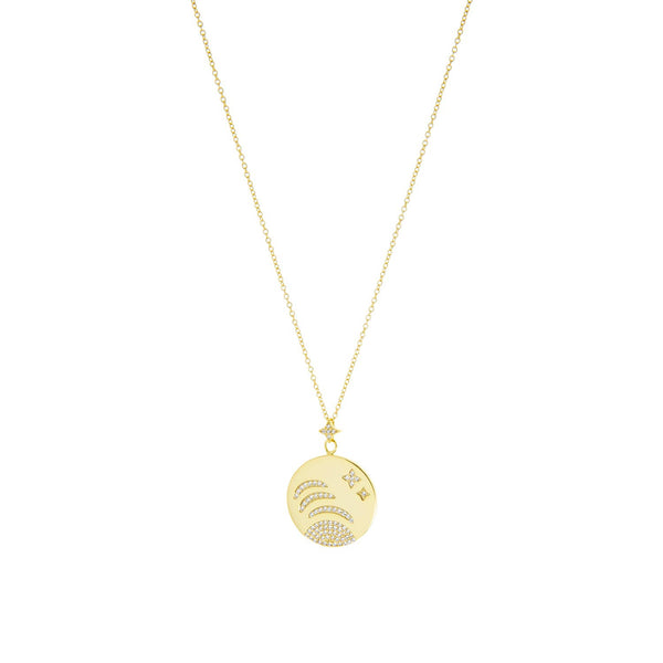 Marlyn Schiff - gold plated moon and star pendant necklace: Gold plated