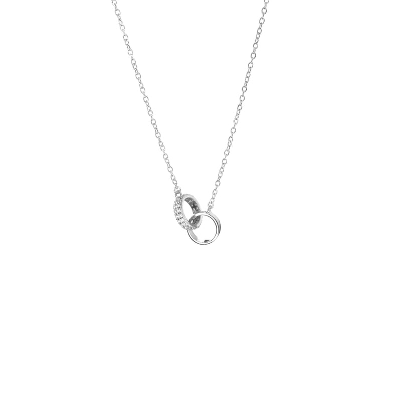 Marlyn Schiff - Sterling 16" CZ Interlocking Rings Necklace: Sterling silver