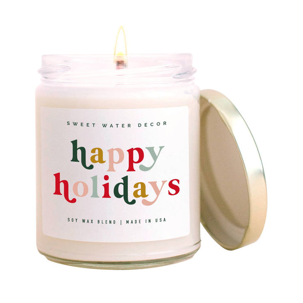 Sweet Water Decor - Happy Holidays Soy Candle - Clear Jar - 9 oz