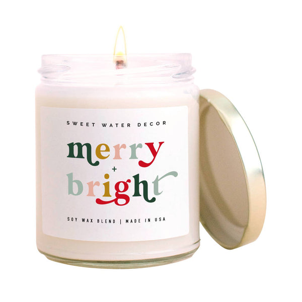 Sweet Water Decor - Merry and Bright Soy Candle - Clear Jar - 9 oz