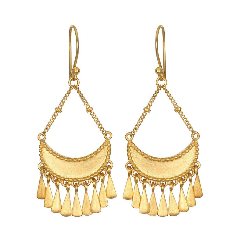 Satya Jewelry - SUMMER ~ Linear Moon Fringe Earrings