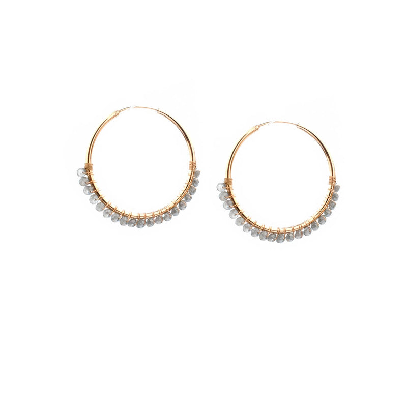 Marlyn Schiff - Large Crystal Bead Hoop: One Size / Gold-Taupe