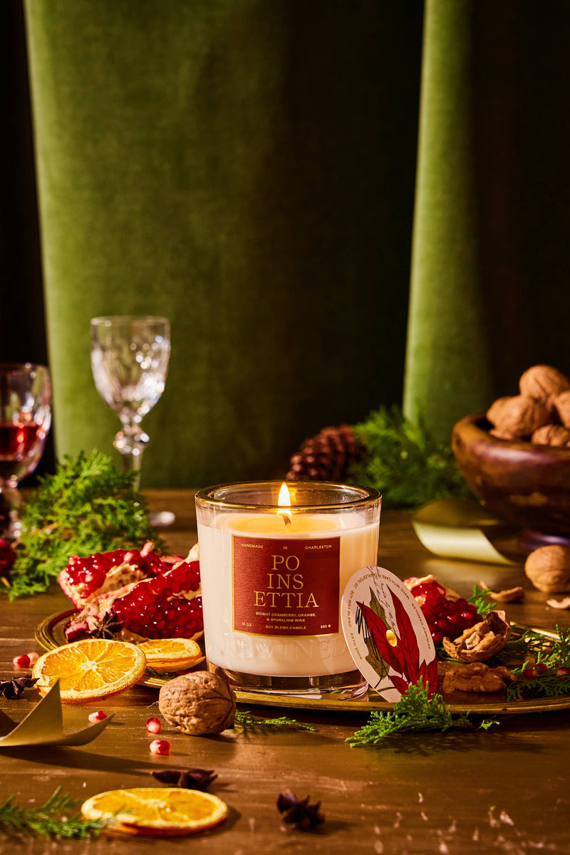 Rewined Poinsettia Candle 10 oz: 100% soy wax