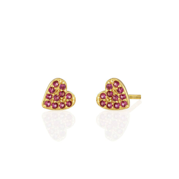 Kris Nations - Heart Ruby Crystal Stud Earrings