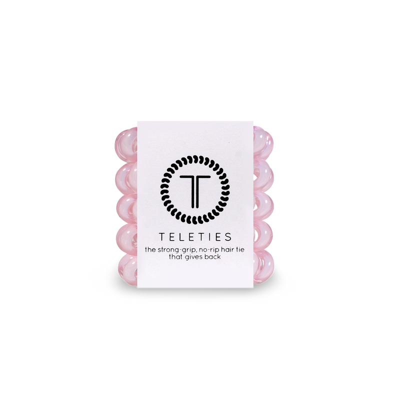 TELETIES - Rose Water Pink - Tiny Spiral Hair Coils, Hair Ties, 5-pack
