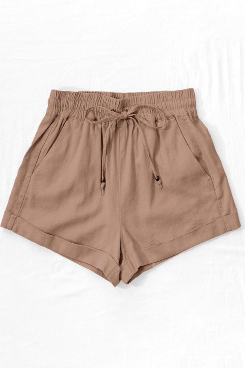 Mocha Linen Blend Shorts
