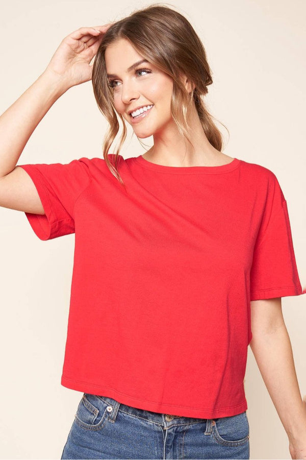 Red Perfect Crop Boxy Tee