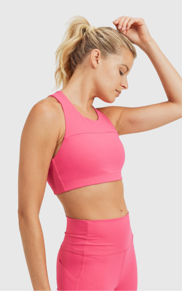 Mono B- Front to Overlay Back Adjustable Sports Bra-Hot Pink