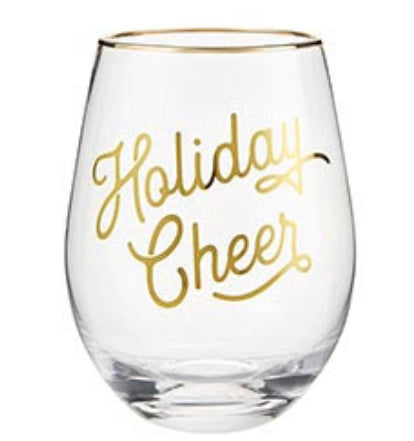 Santa Barbara-Stemless Wine Glass Holiday Cheer