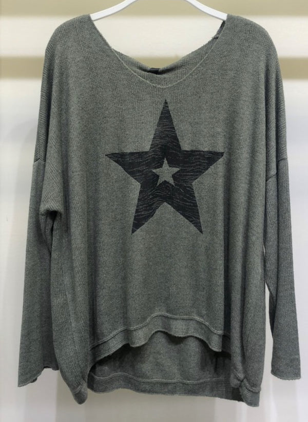 Venti6 - Olive Star Lightweight Sweater