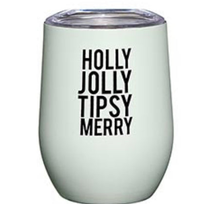 Santa Barbara-Holly Jolly Tipsy Merry Matte Wine Tumbler